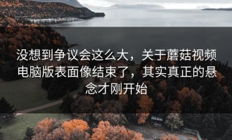 没想到争议会这么大，关于蘑菇视频电脑版表面像结束了，其实真正的悬念才刚开始