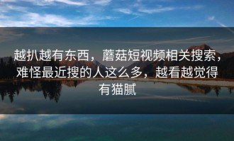 越扒越有东西，蘑菇短视频相关搜索，难怪最近搜的人这么多，越看越觉得有猫腻