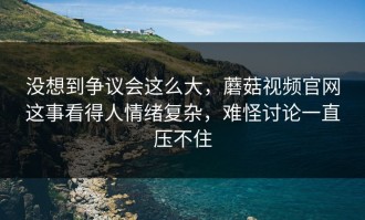 没想到争议会这么大，蘑菇视频官网这事看得人情绪复杂，难怪讨论一直压不住