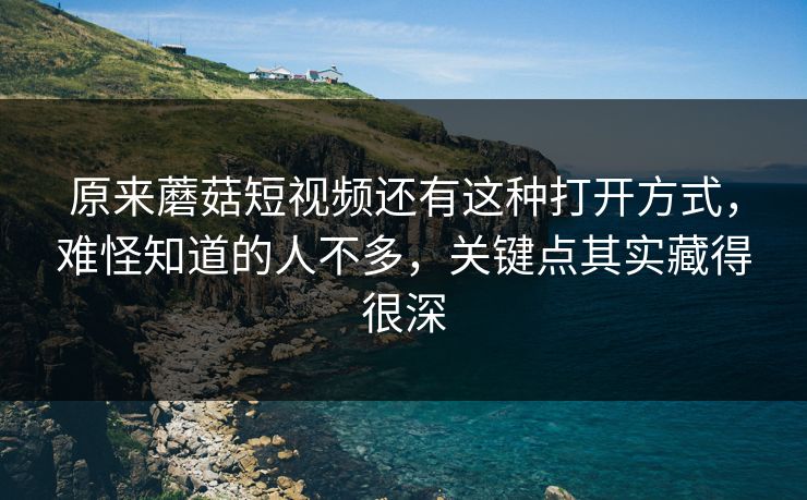 原来蘑菇短视频还有这种打开方式，难怪知道的人不多，关键点其实藏得很深