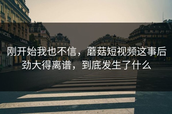 刚开始我也不信，蘑菇短视频这事后劲大得离谱，到底发生了什么