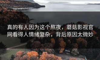 真的有人因为这个熬夜，蘑菇影视官网看得人情绪复杂，背后原因太微妙