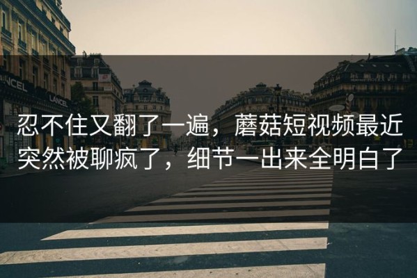 忍不住又翻了一遍，蘑菇短视频最近突然被聊疯了，细节一出来全明白了