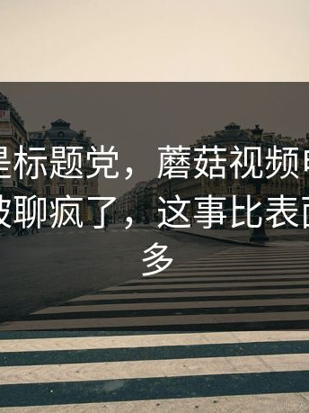 这次不是标题党，蘑菇视频电脑版最近突然被聊疯了，这事比表面复杂得多