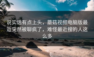 说实话有点上头，蘑菇视频电脑版最近突然被聊疯了，难怪最近搜的人这么多