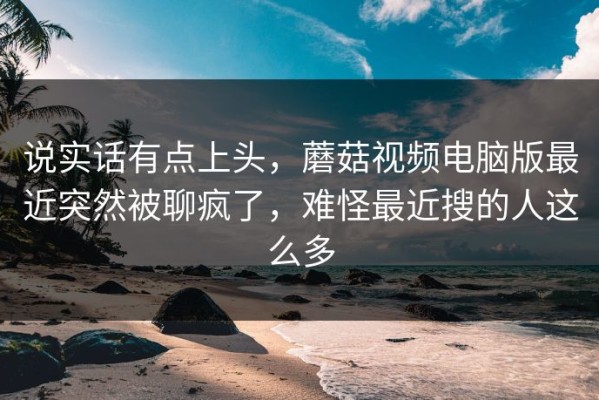 说实话有点上头，蘑菇视频电脑版最近突然被聊疯了，难怪最近搜的人这么多