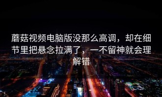 蘑菇视频电脑版没那么高调，却在细节里把悬念拉满了，一不留神就会理解错