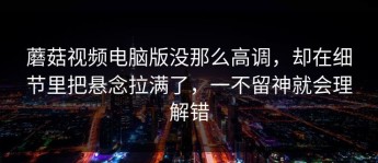蘑菇视频电脑版没那么高调，却在细节里把悬念拉满了，一不留神就会理解错