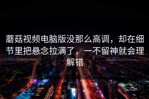 蘑菇视频电脑版没那么高调，却在细节里把悬念拉满了，一不留神就会理解错