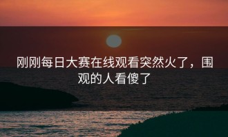 刚刚每日大赛在线观看突然火了，围观的人看傻了