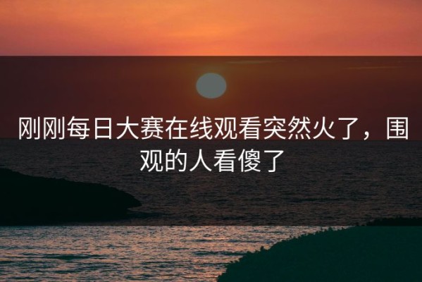 刚刚每日大赛在线观看突然火了，围观的人看傻了