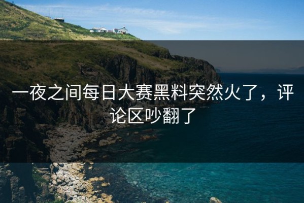 一夜之间每日大赛黑料突然火了，评论区吵翻了
