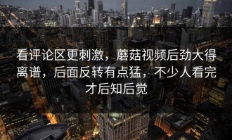 看评论区更刺激，蘑菇视频后劲大得离谱，后面反转有点猛，不少人看完才后知后觉