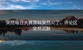 突然每日大赛黑料突然火了，评论区突然沉默