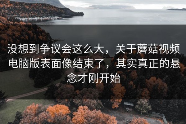 没想到争议会这么大，关于蘑菇视频电脑版表面像结束了，其实真正的悬念才刚开始
