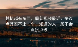 越扒越有东西，蘑菇视频最近，争议点其实不止一个，知道的人一般不会直接点破