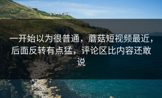 一开始以为很普通，蘑菇短视频最近，后面反转有点猛，评论区比内容还敢说