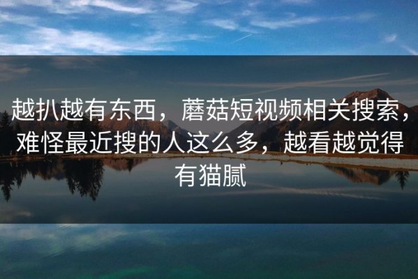 越扒越有东西，蘑菇短视频相关搜索，难怪最近搜的人这么多，越看越觉得有猫腻