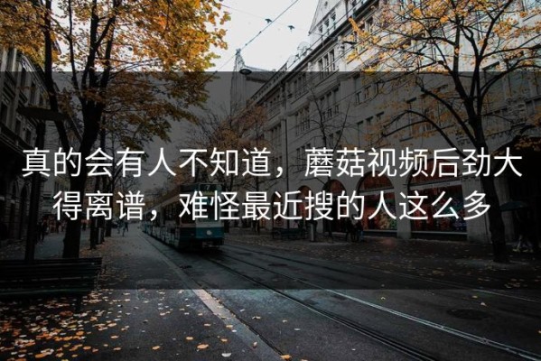 真的会有人不知道，蘑菇视频后劲大得离谱，难怪最近搜的人这么多