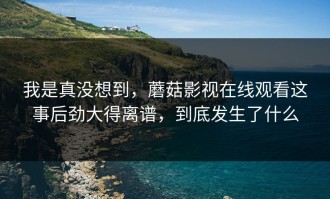 我是真没想到，蘑菇影视在线观看这事后劲大得离谱，到底发生了什么