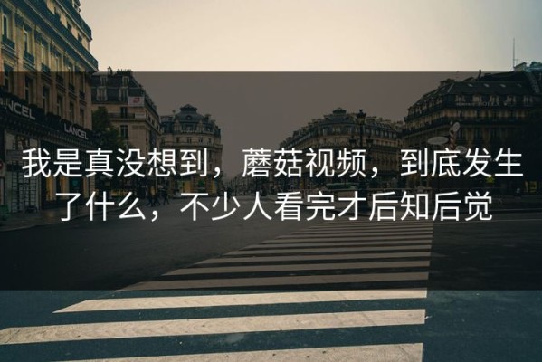 我是真没想到，蘑菇视频，到底发生了什么，不少人看完才后知后觉