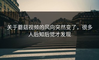 关于蘑菇视频的风向突然变了，很多人后知后觉才发现