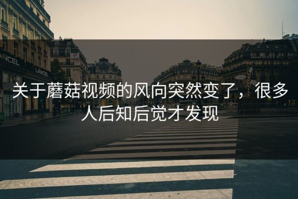关于蘑菇视频的风向突然变了，很多人后知后觉才发现