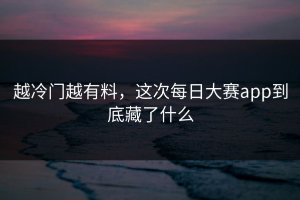 越冷门越有料，这次每日大赛app到底藏了什么