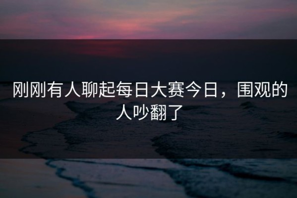 刚刚有人聊起每日大赛今日，围观的人吵翻了