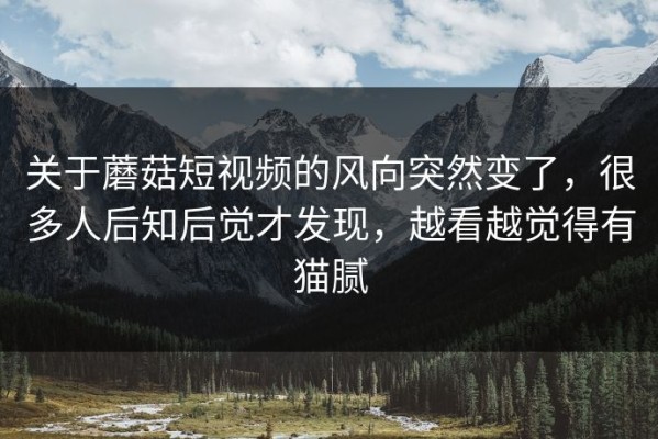 关于蘑菇短视频的风向突然变了，很多人后知后觉才发现，越看越觉得有猫腻
