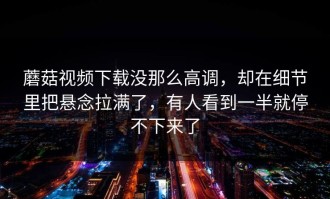 蘑菇视频下载没那么高调，却在细节里把悬念拉满了，有人看到一半就停不下来了
