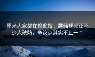 原来大家都在偷偷搜，蘑菇视频让不少人破防，争议点其实不止一个