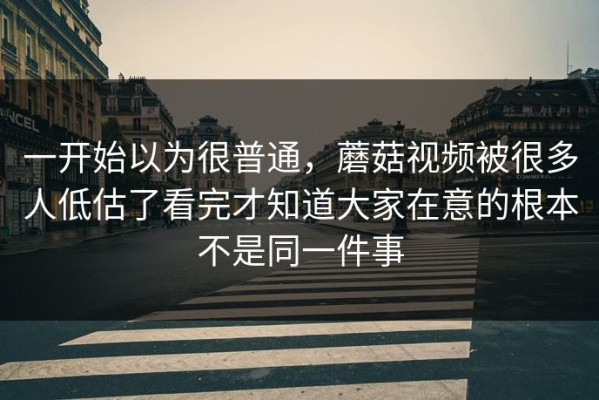 一开始以为很普通，蘑菇视频被很多人低估了看完才知道大家在意的根本不是同一件事