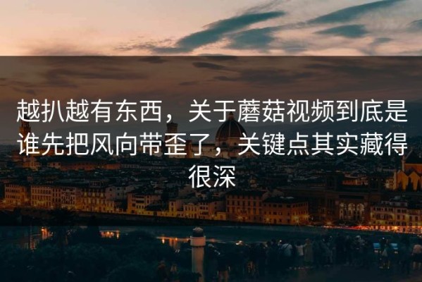 越扒越有东西，关于蘑菇视频到底是谁先把风向带歪了，关键点其实藏得很深