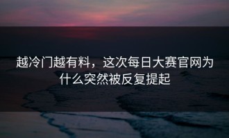 越冷门越有料，这次每日大赛官网为什么突然被反复提起