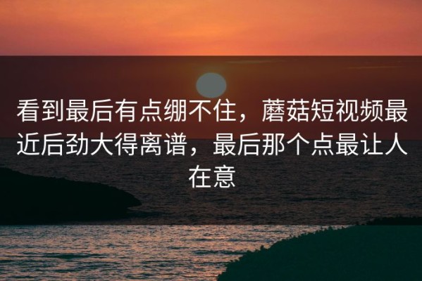 看到最后有点绷不住，蘑菇短视频最近后劲大得离谱，最后那个点最让人在意