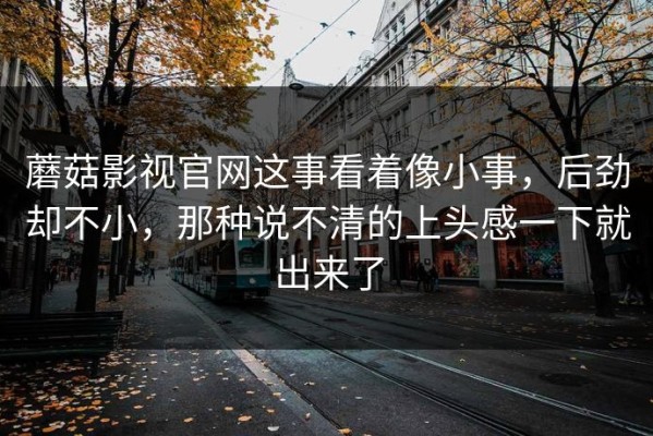 蘑菇影视官网这事看着像小事，后劲却不小，那种说不清的上头感一下就出来了