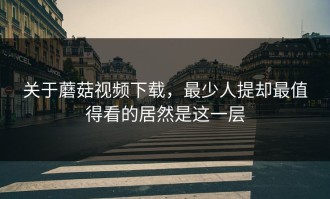 关于蘑菇视频下载，最少人提却最值得看的居然是这一层