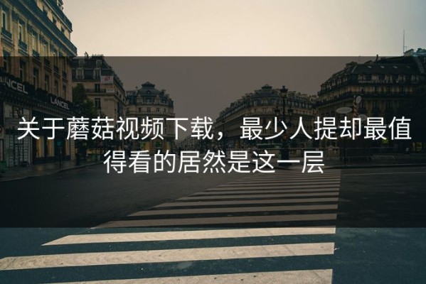 关于蘑菇视频下载，最少人提却最值得看的居然是这一层