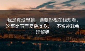 我是真没想到，蘑菇影视在线观看，这事比表面复杂得多，一不留神就会理解错