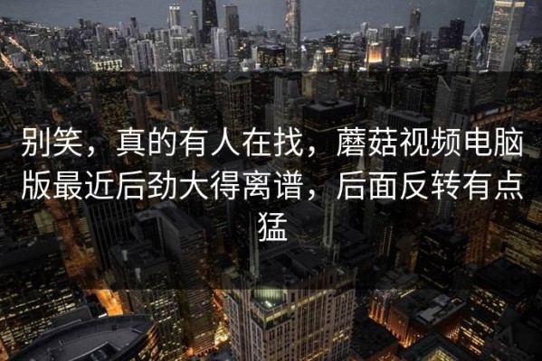 别笑，真的有人在找，蘑菇视频电脑版最近后劲大得离谱，后面反转有点猛