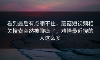 看到最后有点绷不住，蘑菇短视频相关搜索突然被聊疯了，难怪最近搜的人这么多