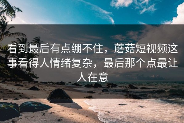 看到最后有点绷不住，蘑菇短视频这事看得人情绪复杂，最后那个点最让人在意