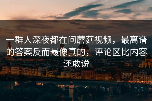 一群人深夜都在问蘑菇视频，最离谱的答案反而最像真的，评论区比内容还敢说