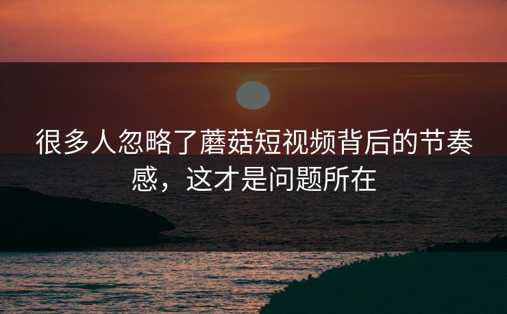 很多人忽略了蘑菇短视频背后的节奏感，这才是问题所在