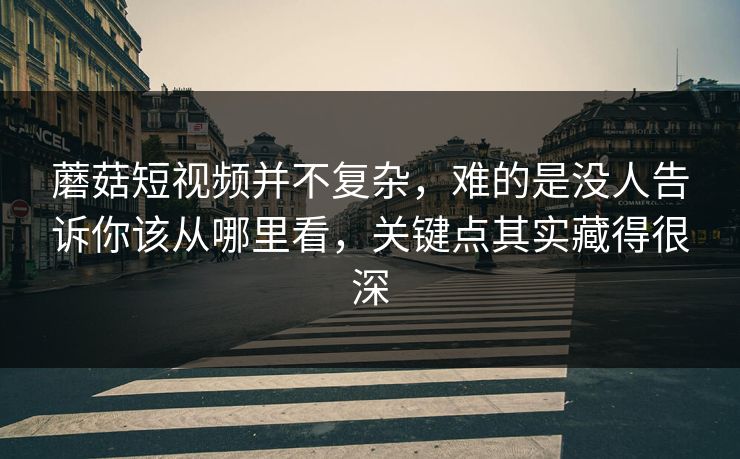 蘑菇短视频并不复杂，难的是没人告诉你该从哪里看，关键点其实藏得很深