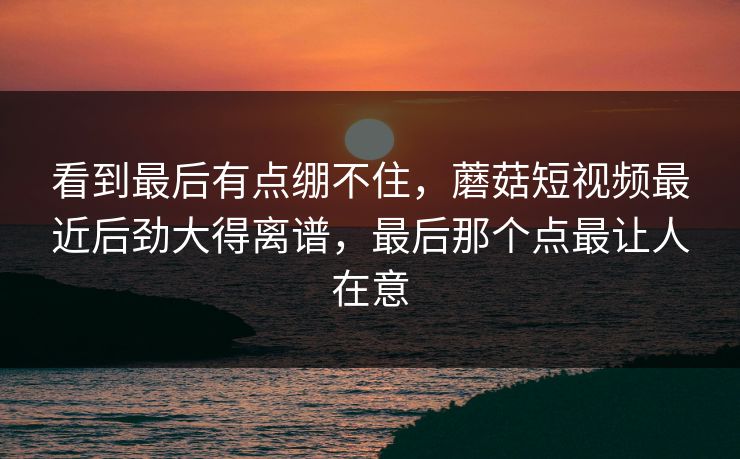 看到最后有点绷不住，蘑菇短视频最近后劲大得离谱，最后那个点最让人在意