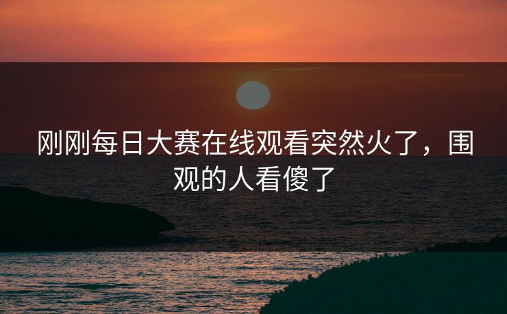 刚刚每日大赛在线观看突然火了，围观的人看傻了