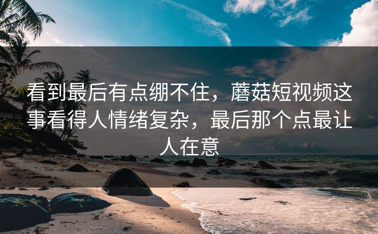 看到最后有点绷不住，蘑菇短视频这事看得人情绪复杂，最后那个点最让人在意