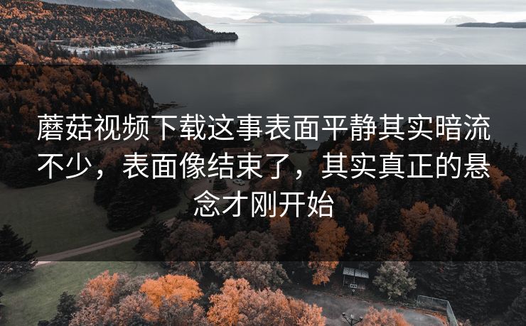 蘑菇视频下载这事表面平静其实暗流不少，表面像结束了，其实真正的悬念才刚开始